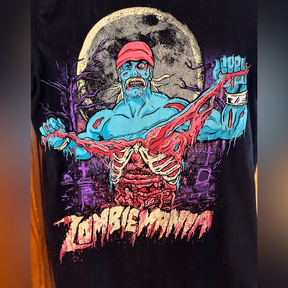 Hulk Hogan WWE WWF ZombieMania Black Graphic T-Shirt, Youth L 10/12 cotton - Picture 2 of 6